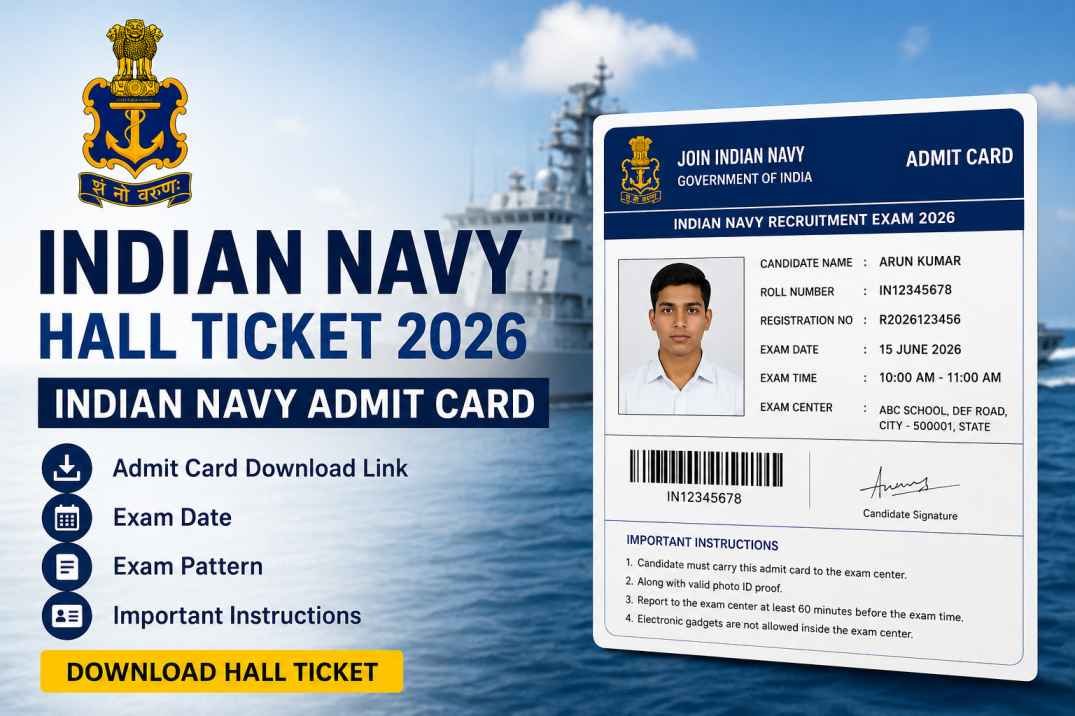 Read more about the article Indian Navy Hall Ticket – Indian Navy Admit Card