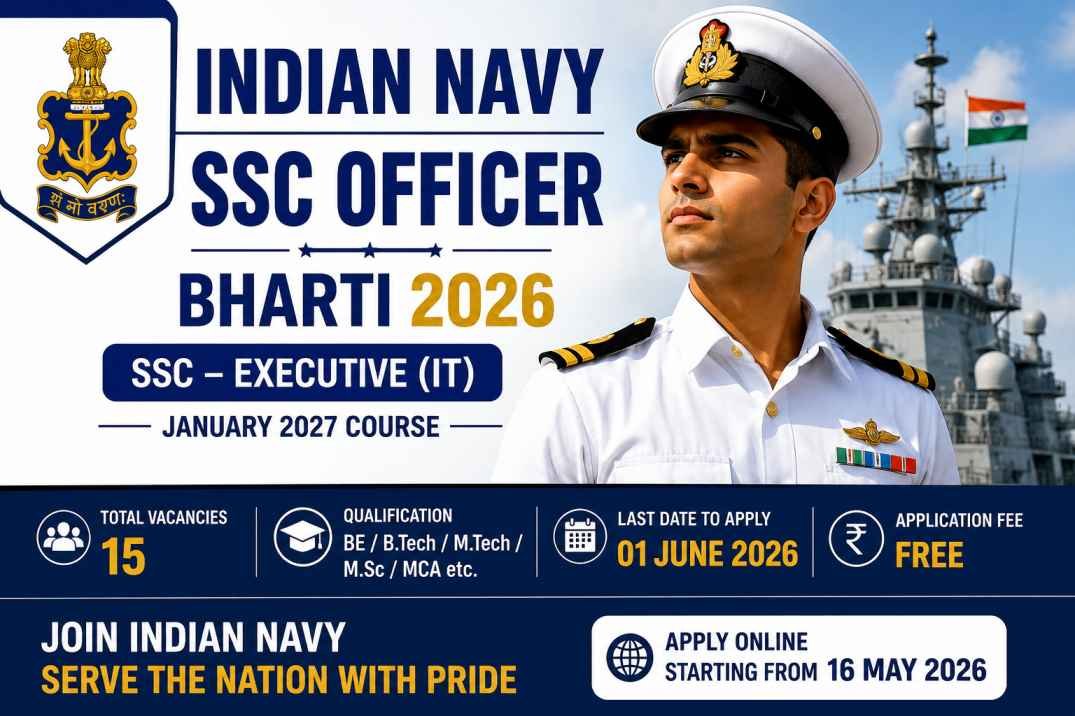Read more about the article Indian Navy SSC Officer Bharti 2026: भारतीय नौदलात SSC ऑफिसर पदाची भरती 