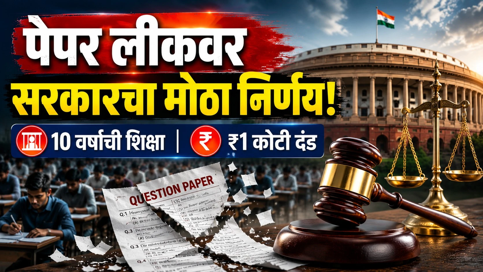 You are currently viewing स्पर्धा परीक्षांमध्ये गैरप्रकार करणाऱ्यांना मोठा धक्का! पेपर लीक विधेयकात काय आहे?