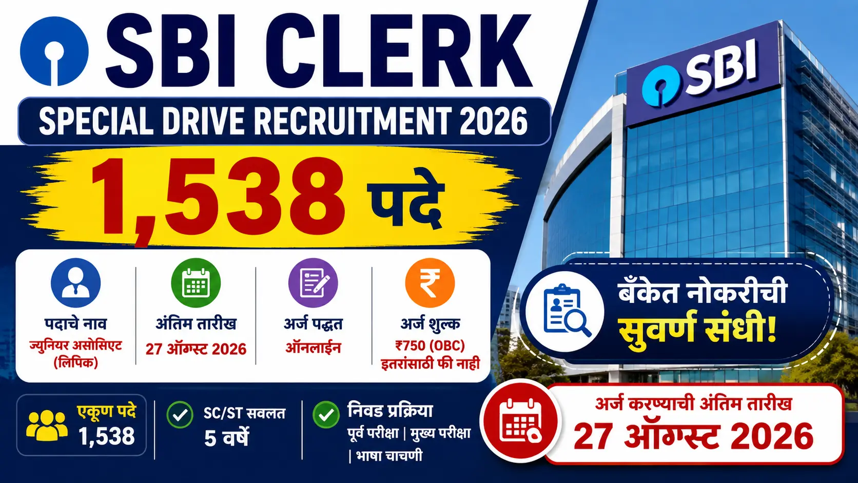 SBI Clerk Special Drive Bharti 2026